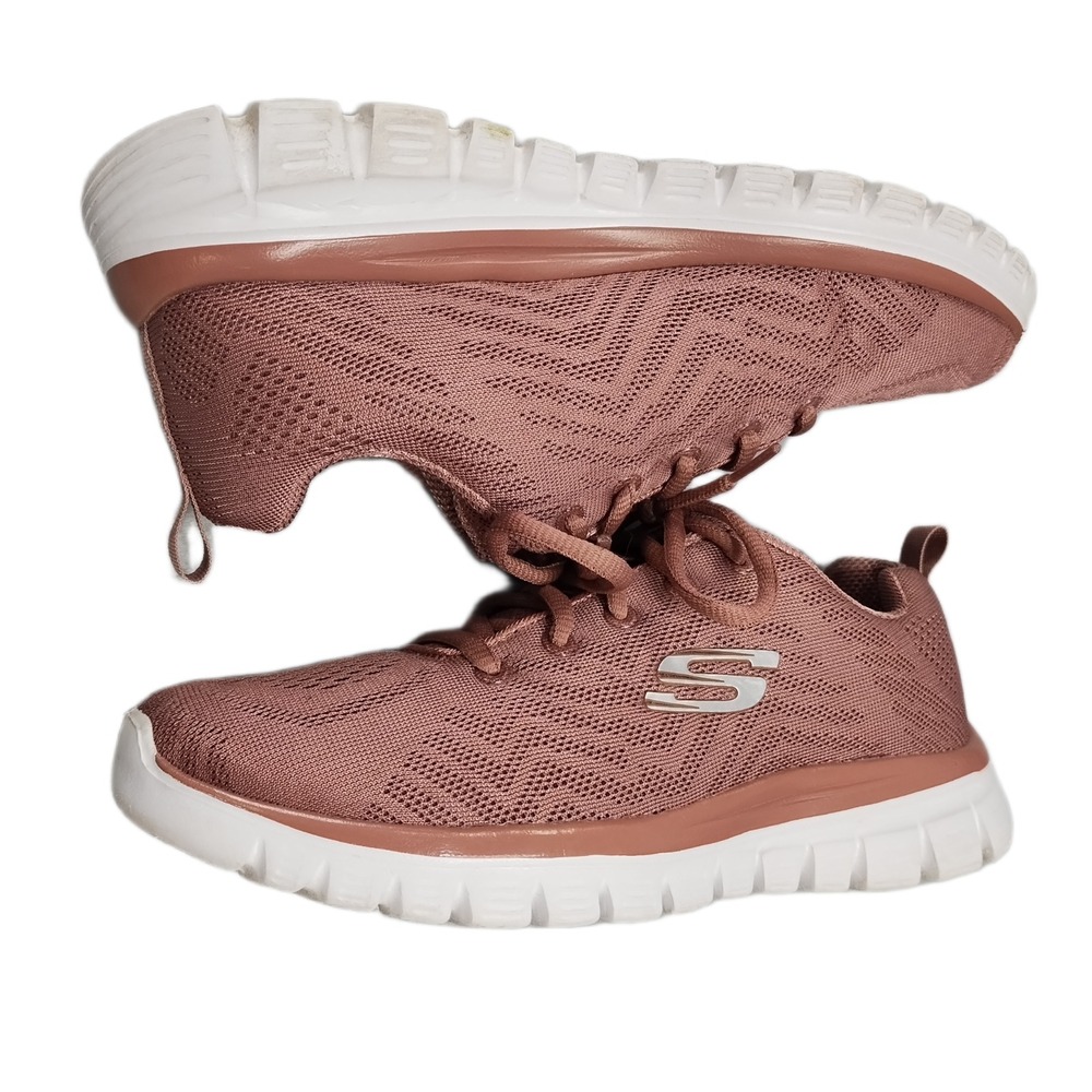 Skechers Graceful Get Connected Sneakers Womens US 7M Pink White Athletic 12615R